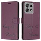 For Motorola Edge 50 Pro Smile Embossing RFID Leather Phone Case(Violet) - 3