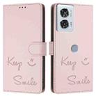 For Motorola Edge 50 Fusion Smile Embossing RFID Leather Phone Case(Pink) - 3