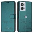 For Motorola Edge 50 Fusion Smile Embossing RFID Leather Phone Case(Peacock Green) - 3