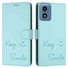 For Motorola Moto G 5G 2024 Global Smile Embossing RFID Leather Phone Case(Mint Green) - 3