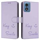 For Motorola Moto G 5G 2024 Global Smile Embossing RFID Leather Phone Case(Light Purple) - 3