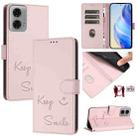 For Motorola Moto G24 4G Global Smile Embossing RFID Leather Phone Case(Pink) - 1