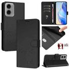 For Motorola Moto G24 4G Global Smile Embossing RFID Leather Phone Case(Black) - 1