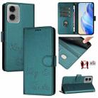 For Motorola Moto G24 4G Global Smile Embossing RFID Leather Phone Case(Peacock Green) - 1