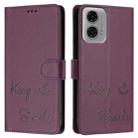 For Motorola Moto G24 4G Global Smile Embossing RFID Leather Phone Case(Violet) - 3