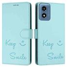 For Motorola Moto G Play 4G 2024 Global Smile Embossing RFID Leather Phone Case(Mint Green) - 3