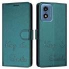 For Motorola Moto G Play 5G 2024 Global Smile Embossing RFID Leather Phone Case(Peacock Green) - 3