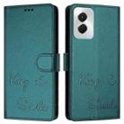 For Motorola Moto G Power 5G 2024 Smile Embossing RFID Leather Phone Case(Peacock Green) - 3