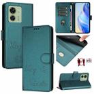 For Motorola Edge 2023 North US Version Smile Embossing RFID Leather Phone Case(Peacock Green) - 1