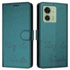 For Motorola Edge 2023 North US Version Smile Embossing RFID Leather Phone Case(Peacock Green) - 3