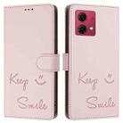 For Motorola Moto G84 5G Smile Embossing RFID Leather Phone Case(Pink) - 3