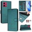 For Motorola Moto G84 5G Smile Embossing RFID Leather Phone Case(Peacock Green) - 1