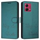 For Motorola Moto G84 5G Smile Embossing RFID Leather Phone Case(Peacock Green) - 3