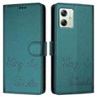 For Motorola Moto G54 Brazil Version Smile Embossing RFID Leather Phone Case(Peacock Green) - 3