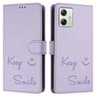 For Motorola Moto G54 Brazil Version Smile Embossing RFID Leather Phone Case(Light Purple) - 3