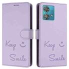 For Motorola Edge 40 Neo 5G Smile Embossing RFID Leather Phone Case(Light Purple) - 3