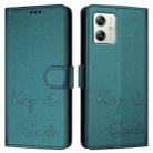 For Motorola Moto G14 4G Smile Embossing RFID Leather Phone Case(Peacock Green) - 3