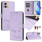 For Motorola Moto G Stylus 2023 4G Smile Embossing RFID Leather Phone Case(Light Purple) - 1