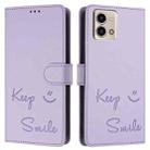 For Motorola Moto G Stylus 2023 4G Smile Embossing RFID Leather Phone Case(Light Purple) - 3