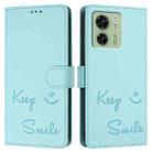 For Motorola Edge 40 5G Global Smile Embossing RFID Leather Phone Case(Mint Green) - 3