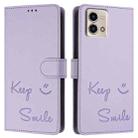 For Motorola Moto G Stylus 5G 2023 Smile Embossing RFID Leather Phone Case(Light Purple) - 3