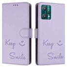 For Motorola Edge 40 Pro 5G Smile Embossing RFID Leather Phone Case(Light Purple) - 3