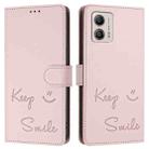 For Motorola Moto G53 5G/G13 4G/G23 4G Smile Embossing RFID Leather Phone Case(Pink) - 3