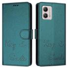 For Motorola Moto G53 5G/G13 4G/G23 4G Smile Embossing RFID Leather Phone Case(Peacock Green) - 3