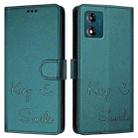 For Motorola Moto E13 4G Smile Embossing RFID Leather Phone Case(Peacock Green) - 3