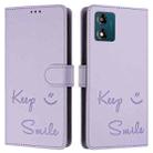 For Motorola Moto E13 4G Smile Embossing RFID Leather Phone Case(Light Purple) - 3