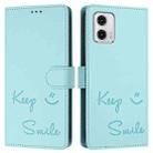 For Motorola Moto G73 5G Smile Embossing RFID Leather Phone Case(Mint Green) - 3