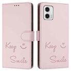 For Motorola Moto G73 5G Smile Embossing RFID Leather Phone Case(Pink) - 3