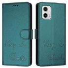 For Motorola Moto G73 5G Smile Embossing RFID Leather Phone Case(Peacock Green) - 3