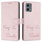 For Motorola Moto G 5G 2023 Smile Embossing RFID Leather Phone Case(Pink) - 3