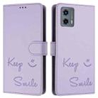For Motorola Moto G 5G 2023 Smile Embossing RFID Leather Phone Case(Light Purple) - 3