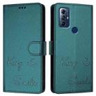 For Motorola G Pure/Moto G Play 2023 Smile Embossing RFID Leather Phone Case(Peacock Green) - 3