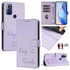 For Motorola G Pure/Moto G Play 2023 Smile Embossing RFID Leather Phone Case(Light Purple) - 1