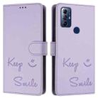 For Motorola G Pure/Moto G Play 2023 Smile Embossing RFID Leather Phone Case(Light Purple) - 3