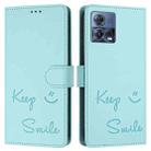 For Motorola Moto G72 Smile Embossing RFID Leather Phone Case(Mint Green) - 3