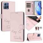 For Motorola Moto G72 Smile Embossing RFID Leather Phone Case(Pink) - 1