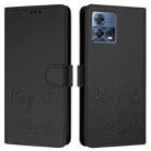 For Motorola Moto G72 Smile Embossing RFID Leather Phone Case(Black) - 3