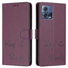 For Motorola Moto G72 Smile Embossing RFID Leather Phone Case(Violet) - 3