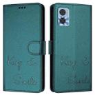 For Motorola Moto E22 4G/E22i 4G Smile Embossing RFID Leather Phone Case(Peacock Green) - 3