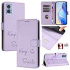 For Motorola Moto E22 4G/E22i 4G Smile Embossing RFID Leather Phone Case(Light Purple) - 1