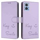 For Motorola Moto E22 4G/E22i 4G Smile Embossing RFID Leather Phone Case(Light Purple) - 3