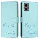 For Motorola Edge 30 Neo Smile Embossing RFID Leather Phone Case(Mint Green) - 3