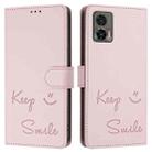 For Motorola Edge 30 Neo Smile Embossing RFID Leather Phone Case(Pink) - 3