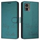 For Motorola Edge 30 Neo Smile Embossing RFID Leather Phone Case(Peacock Green) - 3