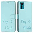 For Motorola Moto E22s 4G Global Smile Embossing RFID Leather Phone Case(Mint Green) - 3