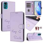 For Motorola Moto E22s 4G Global Smile Embossing RFID Leather Phone Case(Light Purple) - 1